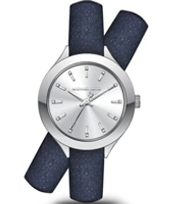 Horlogeband Michael Kors MK2655 Onderliggend Leder Blauw 14mm