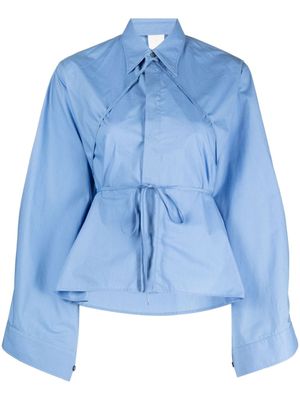 MM6 Maison Margiela chemise en coton à fermeture nouée - Bleu