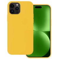 Basey Apple iPhone 15 Pro Max Hoesje Siliconen Hoes Case Cover -Geel - thumbnail