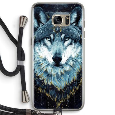 Darkness Wolf: Samsung Galaxy S7 Edge Transparant Hoesje met koord