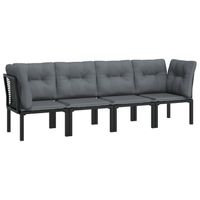 vidaXL 4-delige Loungeset poly rattan zwart en grijs