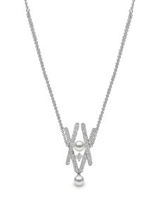 Yoko London collier Sleek en or blanc 18ct orné de perles d'Akoya et de diamants - Argent