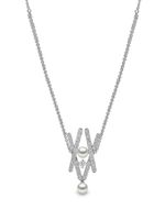 Yoko London collier Sleek en or blanc 18ct orné de perles d'Akoya et de diamants - Argent