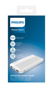 PHILIPS - Powerbank 10000mAh - DLP7719N/03 - 2 USB-A Poorten - LED-Indicatoren - Wit