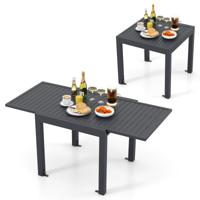 Uitschuifbare Terraseettafel 80-160 cm Uitbreidbare Aluminium Tafel voor 4-6 Personen Lattenbodem Vierkante Donkergrijs