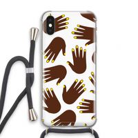Hands dark: iPhone XS Transparant Hoesje met koord