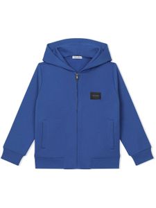 Dolce & Gabbana Kids hoodie zippé à logo - Bleu