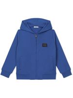 Dolce & Gabbana Kids hoodie zippé à logo - Bleu - thumbnail