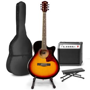 MAX ShowKit elektrisch akoestische gitaar met gitaarstandaard en
