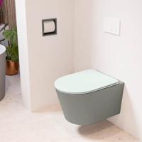 Wandcloset Mondiaz Lavie | Zonder spoelrand | Incl.Toiletzitting-Greey | Keramiek | Smoke (grijs)