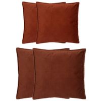 Bank/sierkussens huiskamer Sophia - set 4x stuks - Terracotta - polyester - met rits - In 2 formaten - thumbnail