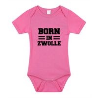 Born in Zwolle cadeau baby rompertje roze meisjes - thumbnail