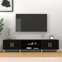 Tv-meubel 180x31,5x40 cm bewerkt hout zwart - thumbnail