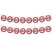 Vlaggenlijn - 2x - papier - 10 meter - 40 jaar - verkeersborden - feestversiering