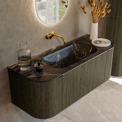 Badmeubel Mondiaz Kurve-Dlux | 120 cm cm | Meubelkleur Shadow | Wastafelkleur Lava | Solid surface | Wasbak midden spoelbak | Zonder kraangat(en)