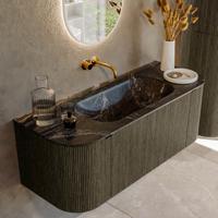 Badmeubel Mondiaz Kurve-Dlux | 120 cm cm | Meubelkleur Shadow | Wastafelkleur Lava | Solid surface | Wasbak midden spoelbak | Zonder kraangat(en)