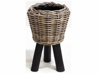 Bloempot Drypot wooden legs black 27X42 cm - Van der Leeden