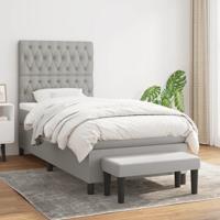 Boxspring met matras stof lichtgrijs 90x190 cm