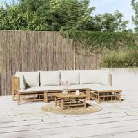 6-delige Loungeset met kussens bamboe crèmewit