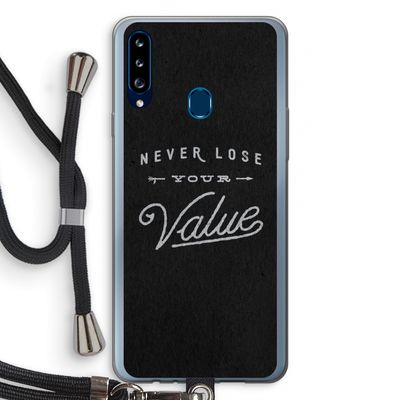 Never lose your value: Samsung Galaxy A20s Transparant Hoesje met koord