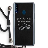 Never lose your value: Samsung Galaxy A20s Transparant Hoesje met koord