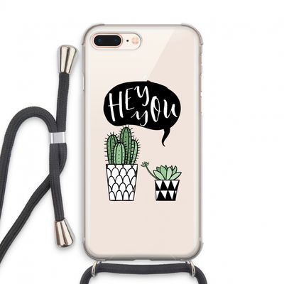 Hey you cactus: iPhone 7 PLUS Transparant Hoesje met koord