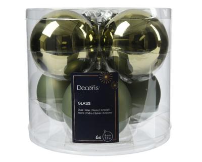 Kerstbal glas d8 cm rosemarijn 6st - Decoris