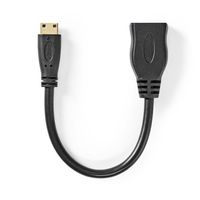 High Speed HDMI-kabel met Ethernet | HDMI-mini-connector - HDMI female | 0,2 m | Zwart - thumbnail