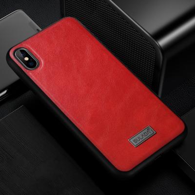 SULADA schokbestendig TPU + handgemaakte lederen draagtas voor iPhone XS Max (rood)