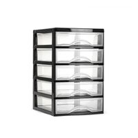 Ladeblokje/bureau organizer 5x lades - zwart/transparant - L18 x B21 x H28 cm - plastic - thumbnail