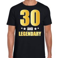 30 and legendary verjaardag cadeau t-shirt goud 30 jaar zwart voor heren