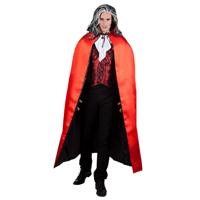 Halloween Vampier/Duivel luxe verkleed cape met hoge kraag - voor volwassenen - rood/zwart