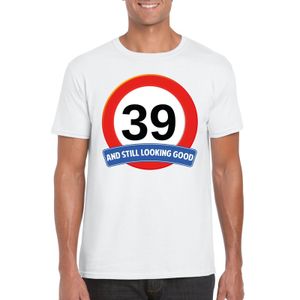 Verkeersbord 39 jaar t-shirt wit heren