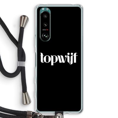 Topwijf Zwart: Sony Xperia 5 III Transparant Hoesje met koord