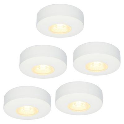 HOFTRONIC™ Set van 5 LED Opbouwspots Pavo wit 3 Watt 2700K 300lm Ultra dun 23 mm