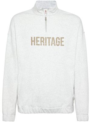 Brunello Cucinelli sweat chiné à logo imprimé - Blanc
