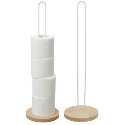Gerimport toiletrol houder - 2x - metaal / hout - wit - 60 cm - wc rolhouder - reserverolhouder