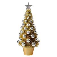 Complete mini kunst kerstboompje/kunstboompje goud/zilver met kerstballen 40 cm   - - thumbnail