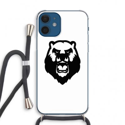 Angry Bear (white): iPhone 12 mini Transparant Hoesje met koord
