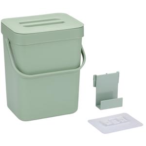 Gft afvalbakje voor aanrecht of aan keuken kastje - 5L - groen - afsluitbaar - 24 x 19 x 14 cm   -