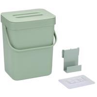 Gft afvalbakje voor aanrecht of aan keuken kastje - 5L - groen - afsluitbaar - 24 x 19 x 14 cm   - - thumbnail