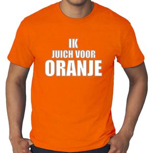 Grote maten oranje t-shirt Holland / Nederland supporter ik juich voor oranje EK/ WK voor heren