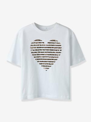 T-shirt voor meisjes met groot hart NAME IT wit