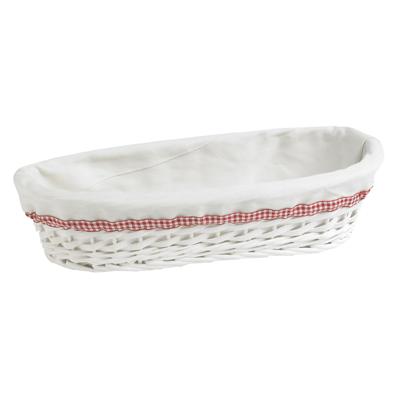 Broodmandje - wit - L42 x B18 x H9 cm - riet/stof - ovaal - serveermand