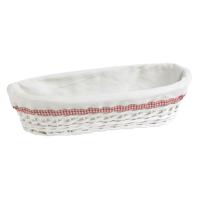 Broodmandje - wit - L42 x B18 x H9 cm - riet/stof - ovaal - serveermand