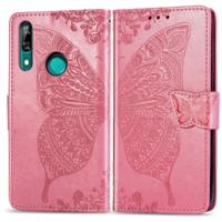 Vlinder liefde bloemen reliëf horizontale Flip lederen case voor Huawei P slimme Z met houder & card slots & portemonnee & Lanyard (roze)