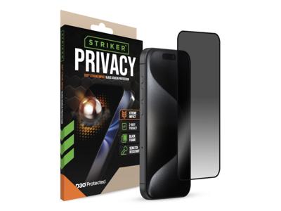 Striker Striker D3O Xtreme Impact Privacy Glass Screen Protector - Black Frame - Apple iPhone 15 Pro