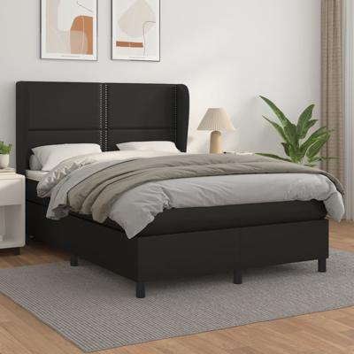 Boxspring met matras kunstleer zwart 140x200 cm