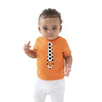 Oranje supporter T-shirt voor baby/peuters - voetbal stropdas - oranje - EK/WK voetbal - Nederland