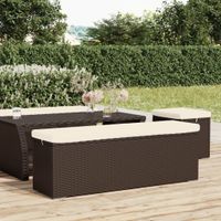 Hocker met kussen 110x30x40 cm poly rattan bruin - thumbnail